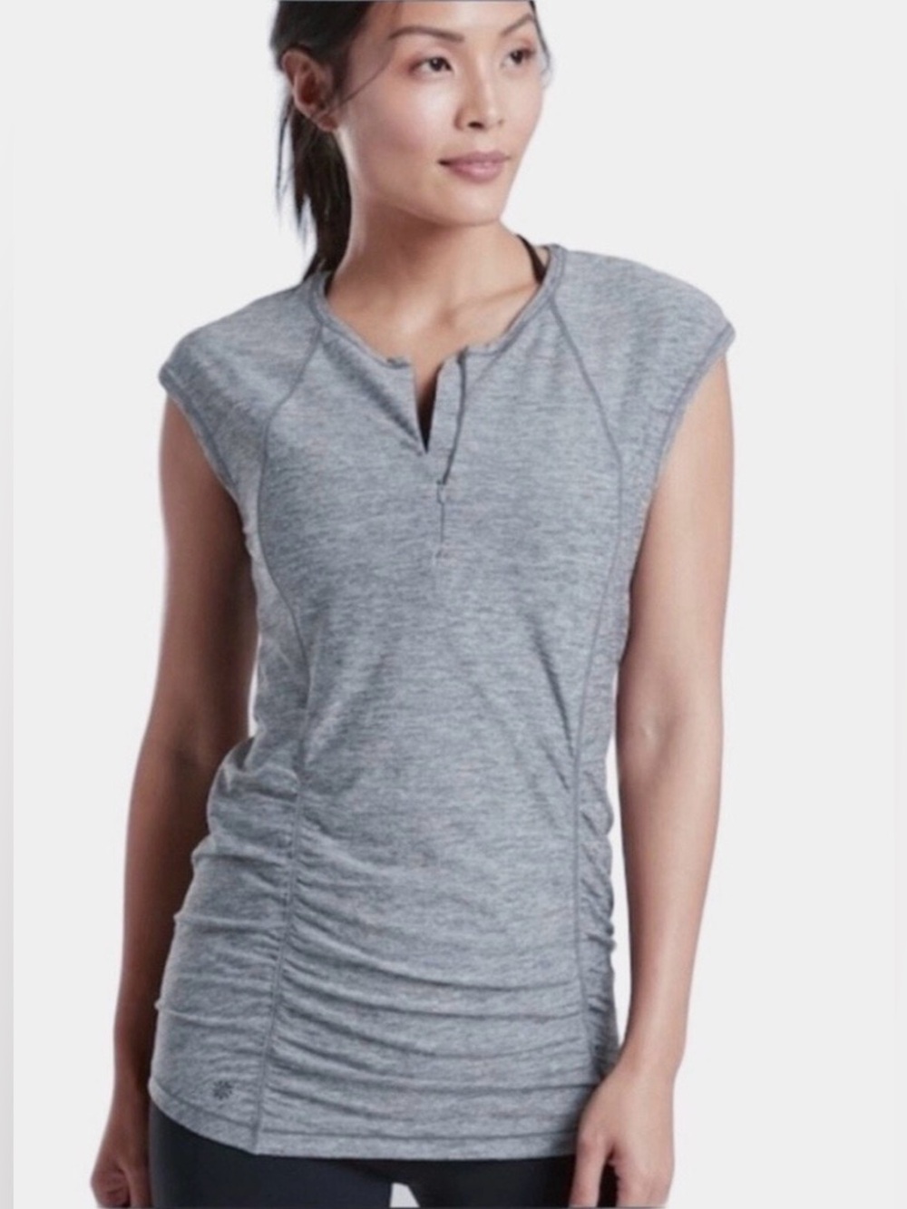 Athleta Pacifica Contoured Quarter Zip Heather Gray Tank Women’s XS